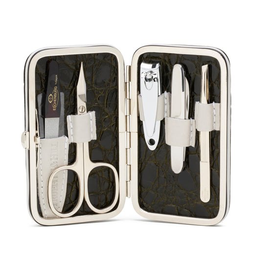 Faux Crocodile Leather Framed Manicure Set - 5 Piece